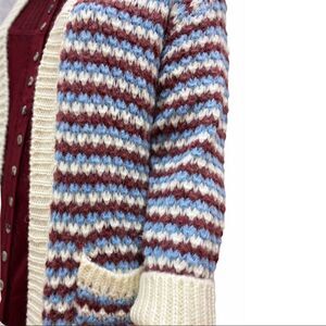Multicolor Crochet Long Sleeves Front Pockets Cardigan Sweater Jacket NEW